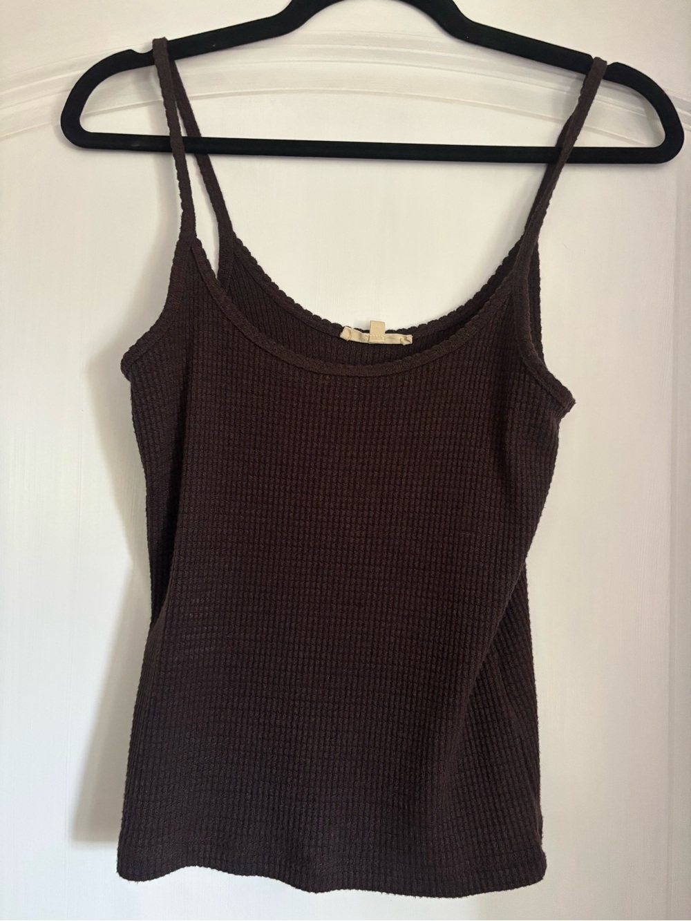 Madewell Brown Ribbed Waffle Knit Spaghetti Strap Tank Top - Women